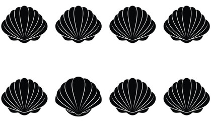 Clam vector shilhouette bundle Set Icon.