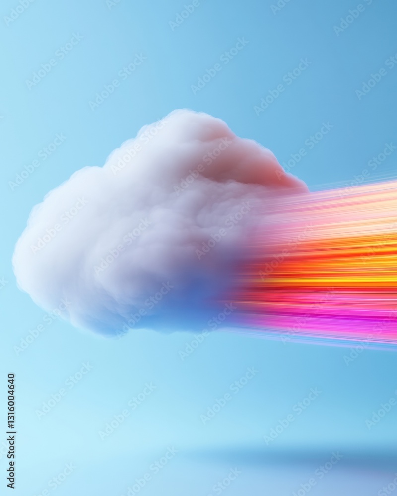 Poster Fluid Dynamics of Cloud Computing Vibrant Digital Transformation Visualizing Secure Data Migration with Gradient Motion Blur Innovation