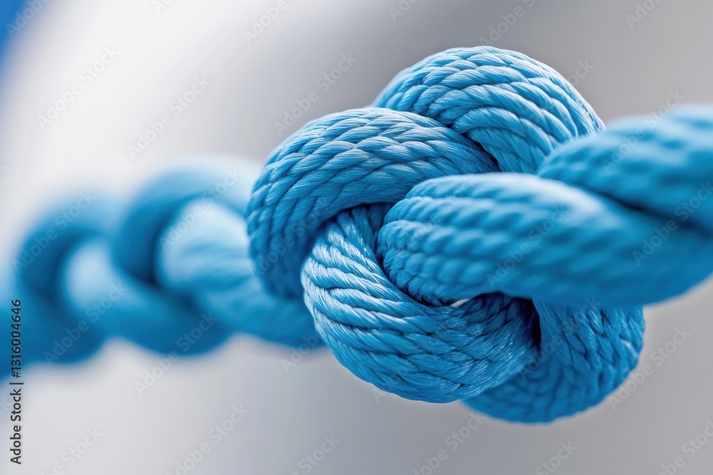 Poster Quantum Cybersecurity Metaphor Azure Nautical Rope Knot Visualizing Digital Resilience, Network Protection, and Interconnected Data Strength in Modern Tech Ecosystems