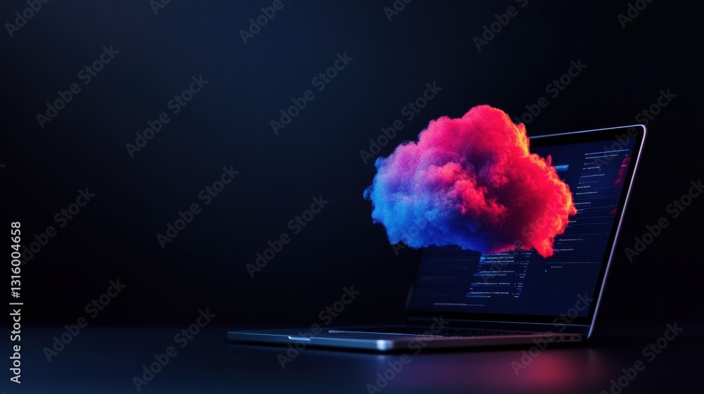 Leinwandbilder Quantum Cloud Innovation Futuristic Digital Visualization of Immersive Data Architecture with Vibrant AI-Powered Nebula for Next-Gen Tech Storytelling