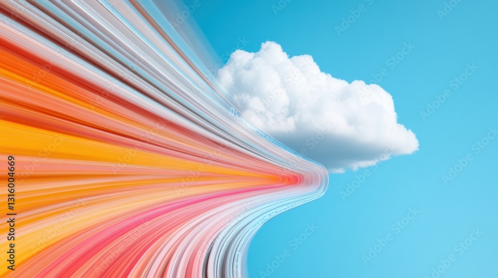 Fototapete Dynamic Cloud Computing Visualization Next-Gen Digital Infrastructure with Vibrant AI-Powered Data Streaming Aesthetic for Innovative Tech Ecosystems