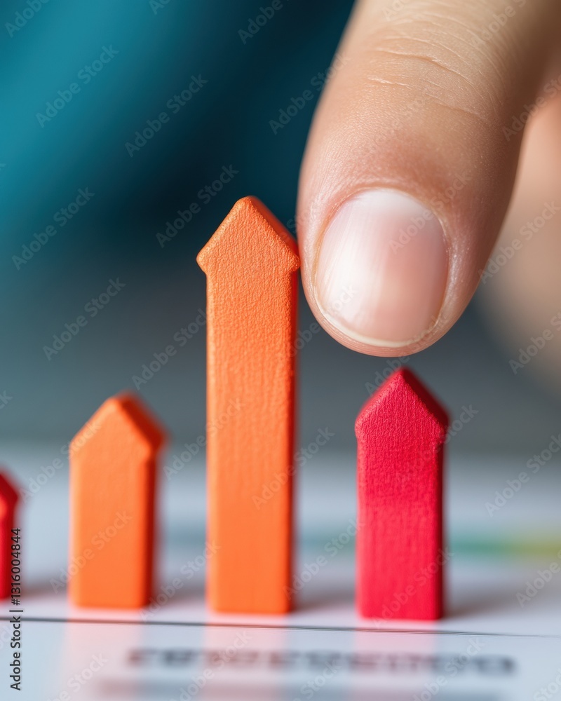 Leinwandbilder Tactile Data Insights Interactive Growth Analytics with Minimalist Color-Coded Performance Visualization for Digital Financial Strategy