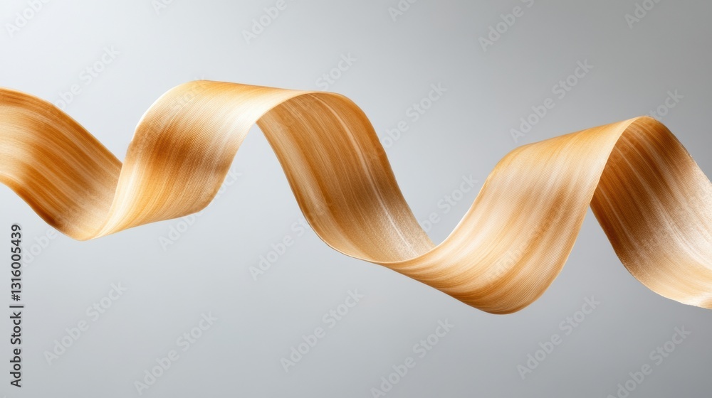 Aufkleber fluid dynamics of golden elegance sculptural wood curl visualizing organic movement in contemporary 