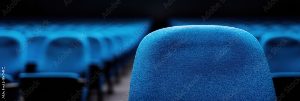 Poster minimalist stadium architecture sleek blue auditorium seating design revealing spatial dynamics and 