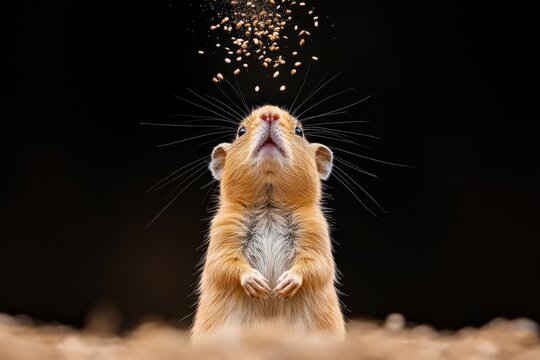 Viral Cute Comedy Adorable Hamster Microphone Performance in Whimsical Nature - Social Media Content Creation and Playful Animal Entertainment Concept