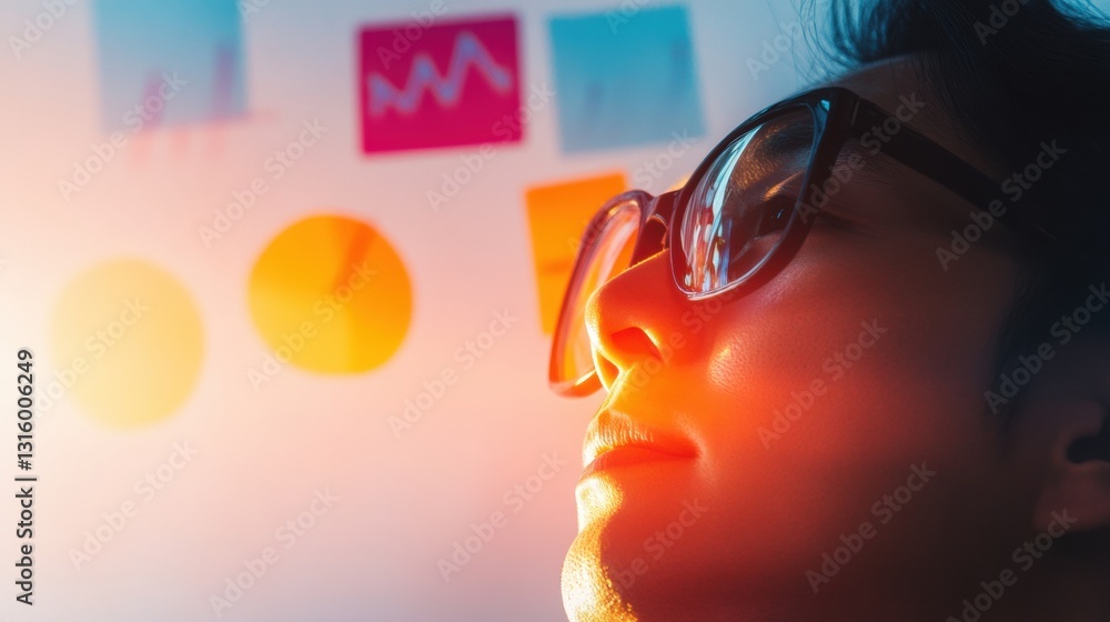 Poster innovative visionary gen z creative professional exploring data visualization and digital strategy w