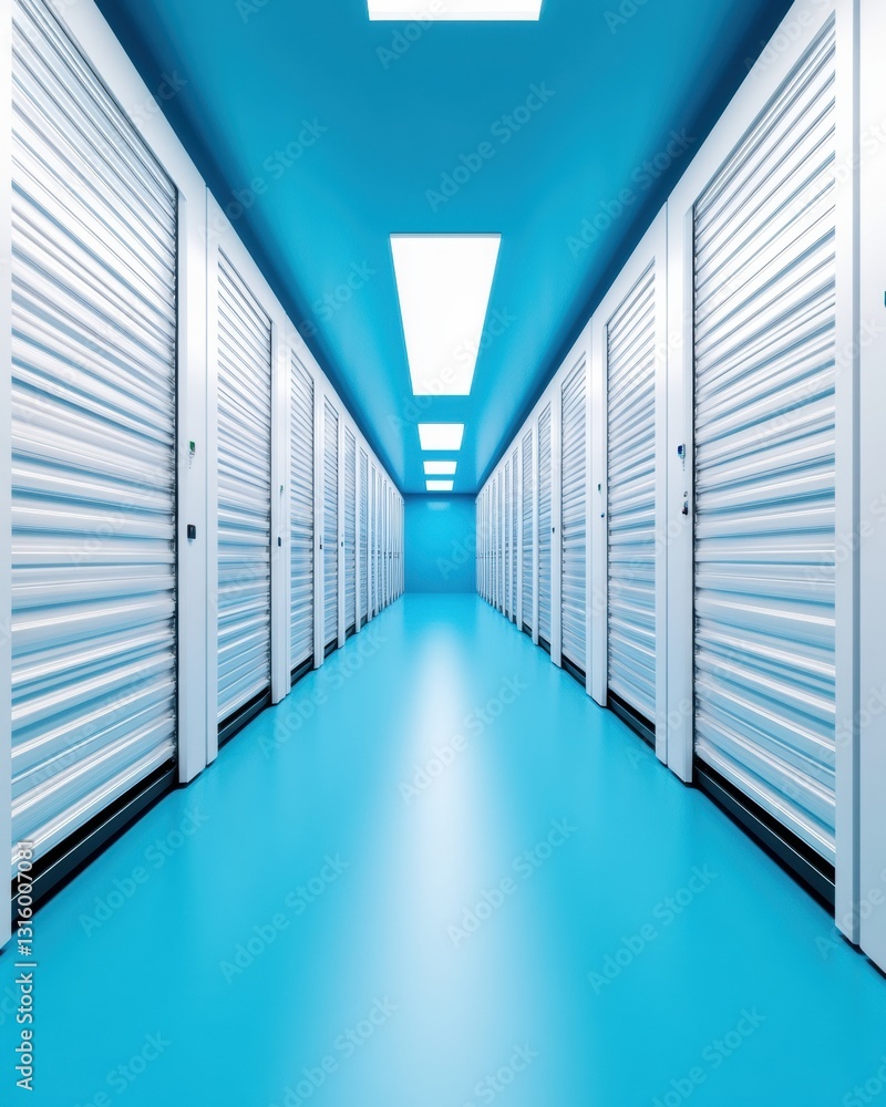 Aufkleber Hyperscale Cloud Infrastructure Advanced Data Center Corridor with Sleek Azure Design - Next-Gen Digital Transformation and Scalable Enterprise Technology Solutions