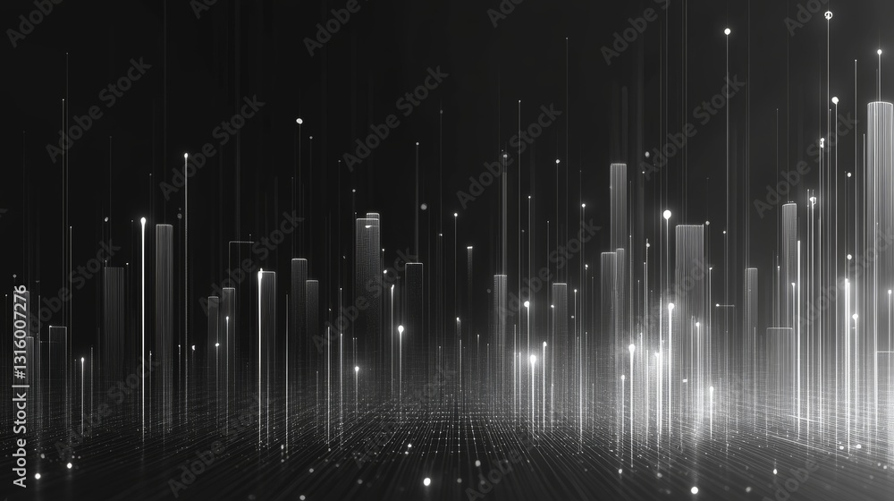 Poster this mesmerizing abstract image features light beams and lines rising dynamically against a dark bac