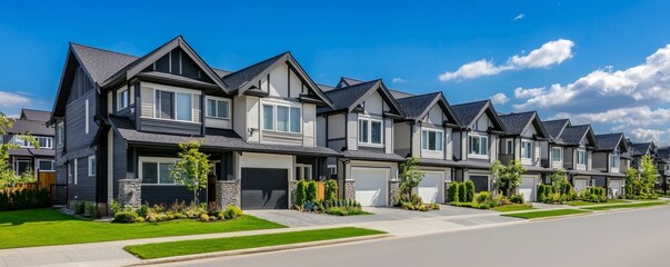 luxury housing row houses residential project investment or listing in modern contemporary design for townhouse and villa community living and realestate development property market banner