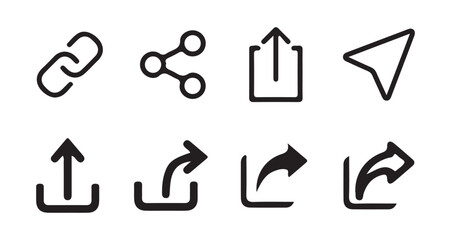 High-Quality Share Icon Set. Social Media Sharing Buttons. Flat and  Minimalist Design.black vector icon. vector illustration eps 10.