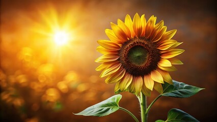 Obraz premium Golden Hour Sunflower A Vibrant Blossom Basking in the Warmth of the Setting Sun's Rays