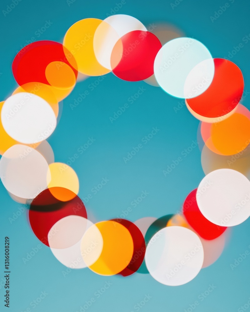 Poster Dynamic Geometric Minimalism Vibrant Circular Data Visualization Representing Interconnected Innovation and Modern Design Trends in Creative Technology