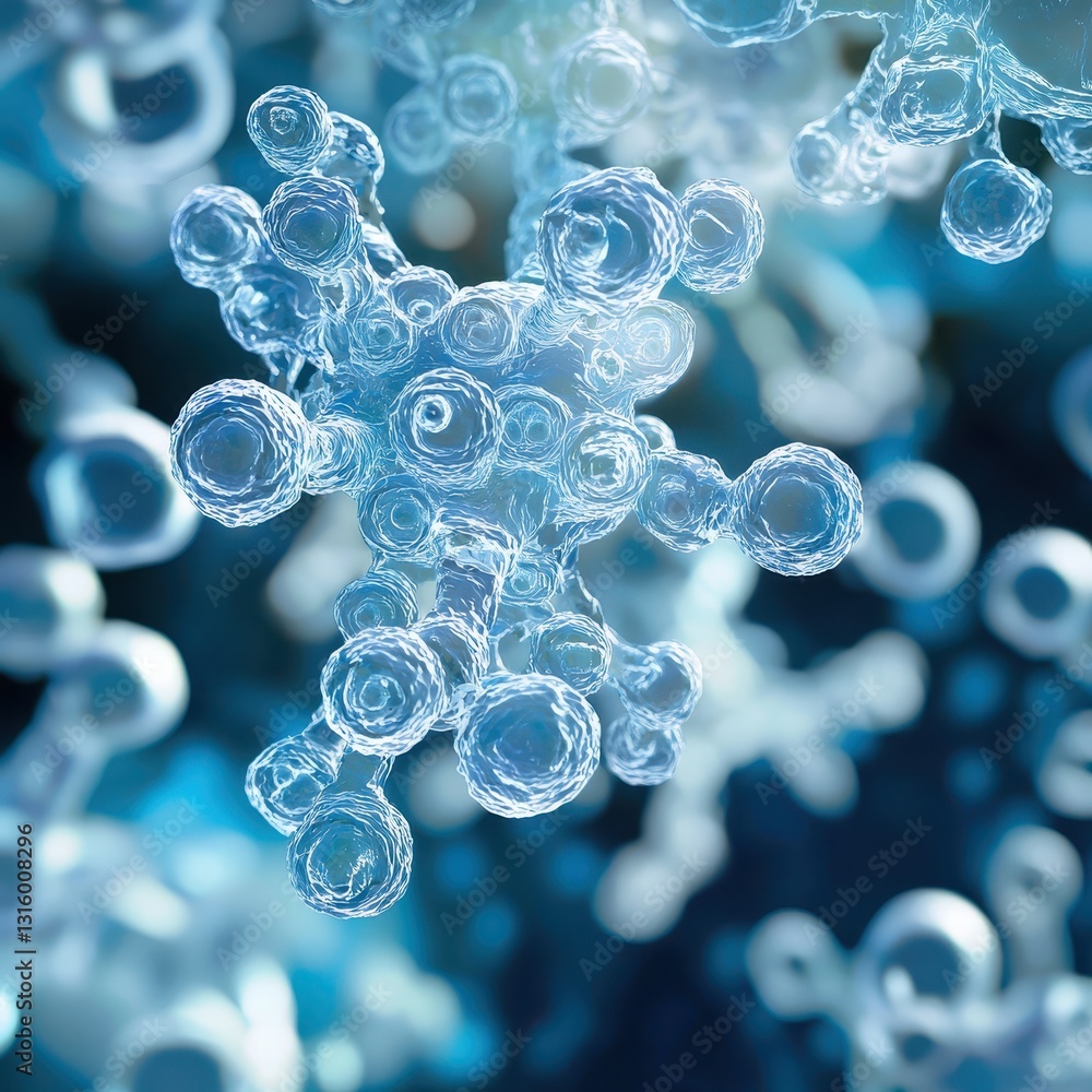 Poster close-up view of colorful microscopic bacteria under a microscope