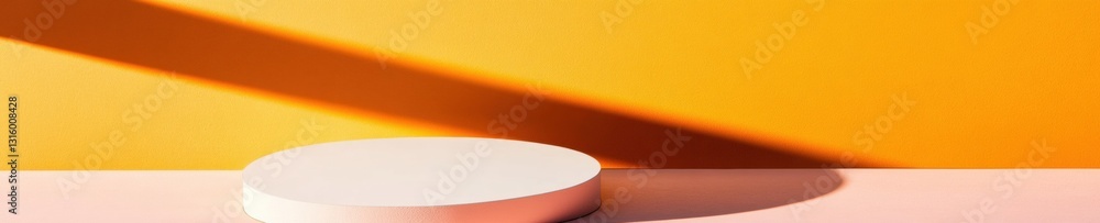 Poster minimalist podium design sleek golden-hued product showcase elevating brand aesthetics with precisio