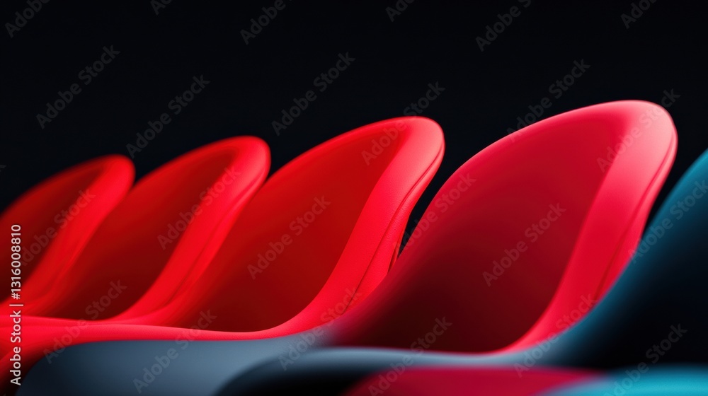 Poster immersive performance spaces vibrant red theater seating design showcasing modern audience engagemen