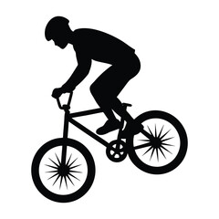 Fototapeta premium Person performing wheelie stunt silhouette manual drawn clean vector dynamic