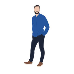 Man standing, blue shirt, white background, profile picture