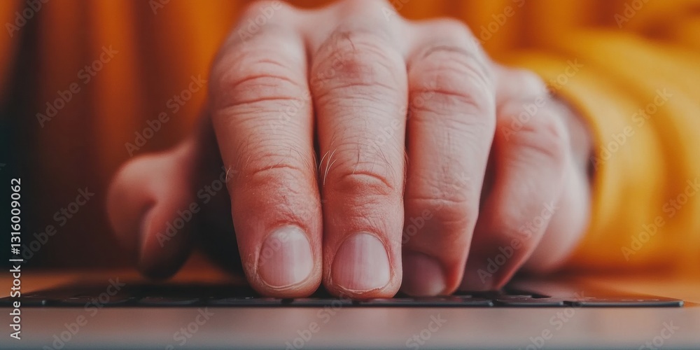 Aufkleber minimalist workspace focus close-up of professional hands on sleek laptop keyboard - ergonomic desig