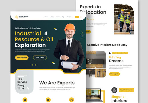 Corporate Construction Landing Page UX UI Design Layout