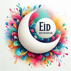 Eid Elegance: Vibrant Crescent Bloom - Celebrate in Color!"