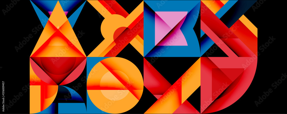 Poster Minimal geometric abstract background. Circle square and triangle design