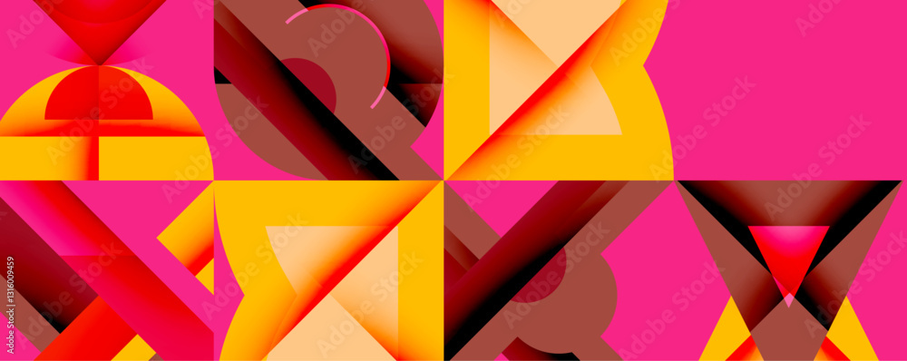 Poster Minimal geometric abstract background. Circle square and triangle design