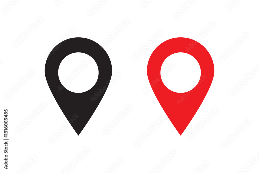 Poster location icon set, map pin place marker. location pointer icon symbol in flat style. location pin ic