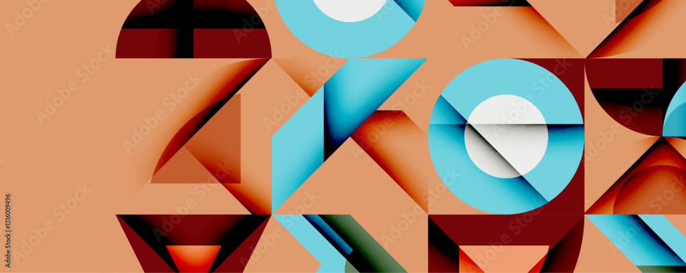 Poster Minimal geometric abstract background. Circle square and triangle design