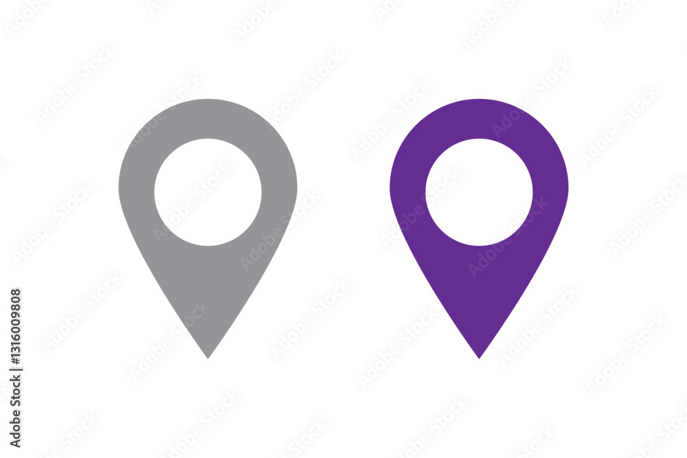 Poster location icon set, map pin place marker. location pointer icon symbol in flat style. location pin ic