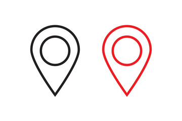location icon set map pointer pin sign symbol red black outline destination icon place address navigation locator sign vector illustration