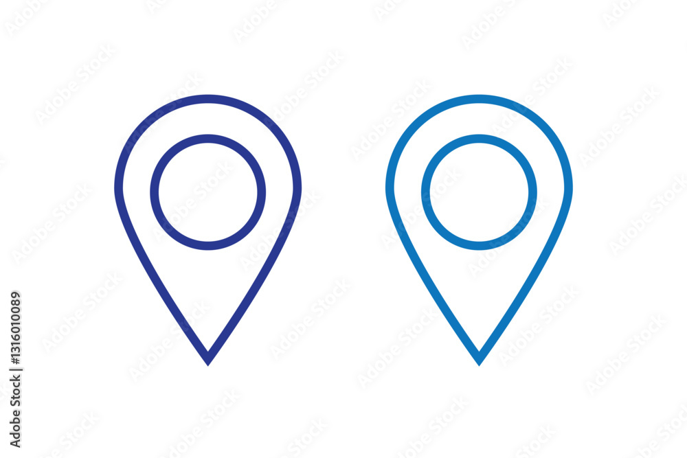 Aufkleber location icon set map pointer pin sign symbol red black outline destination icon place address navig