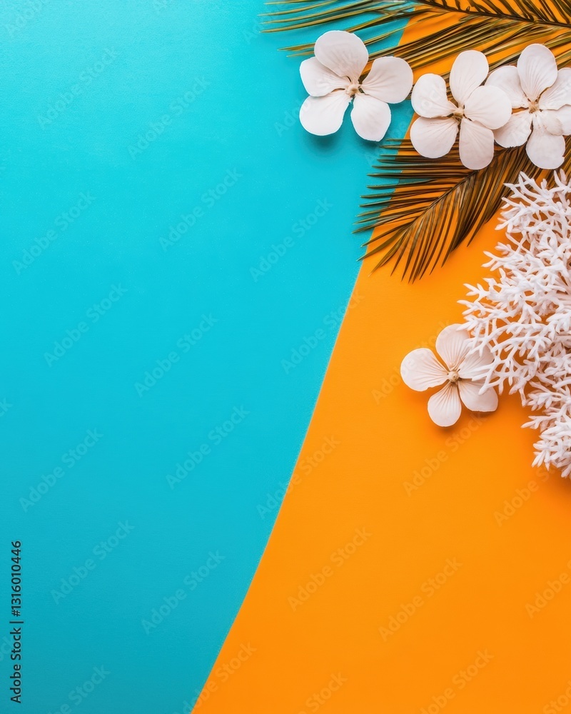 Aufkleber Vibrant Minimalist Summer Aesthetic Tropical Design Elements with Color Block Backdrop - Creative Visual Branding and Digital Content Strategy