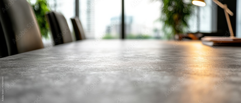 Poster minimalist corporate confluence sleek granite conference table showcasing urban professional workspa
