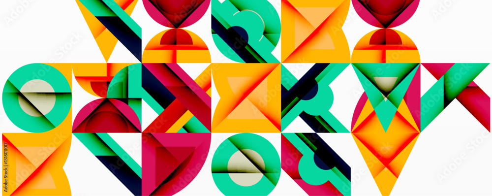 Poster Minimal geometric abstract background. Circle square and triangle design