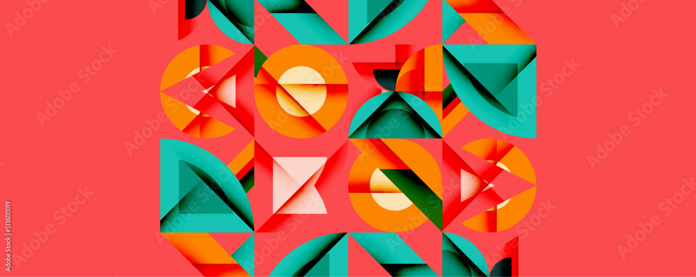 Poster Minimal geometric abstract background. Circle square and triangle design