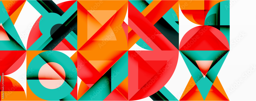 Poster minimal geometric abstract background. circle square and triangle design