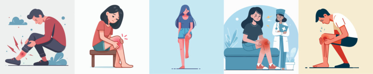 Vector image of person with foot pain with simple and minimalist design