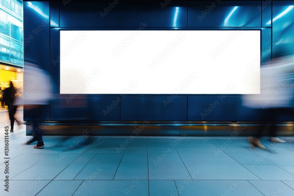 Aufkleber hypermodern digital branding mockup futuristic blue-toned urban display with dynamic motion blur - n
