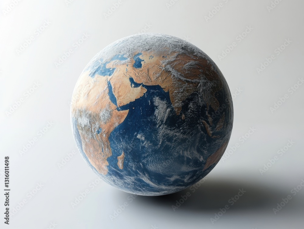 Poster earth globe model in studio lighting showcasing continents and oceans with atmospheric perspective a