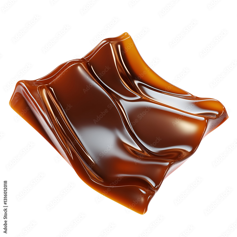 Poster Abstract Caramel Shape Floating on White or Transparent Background with Glossy Texture