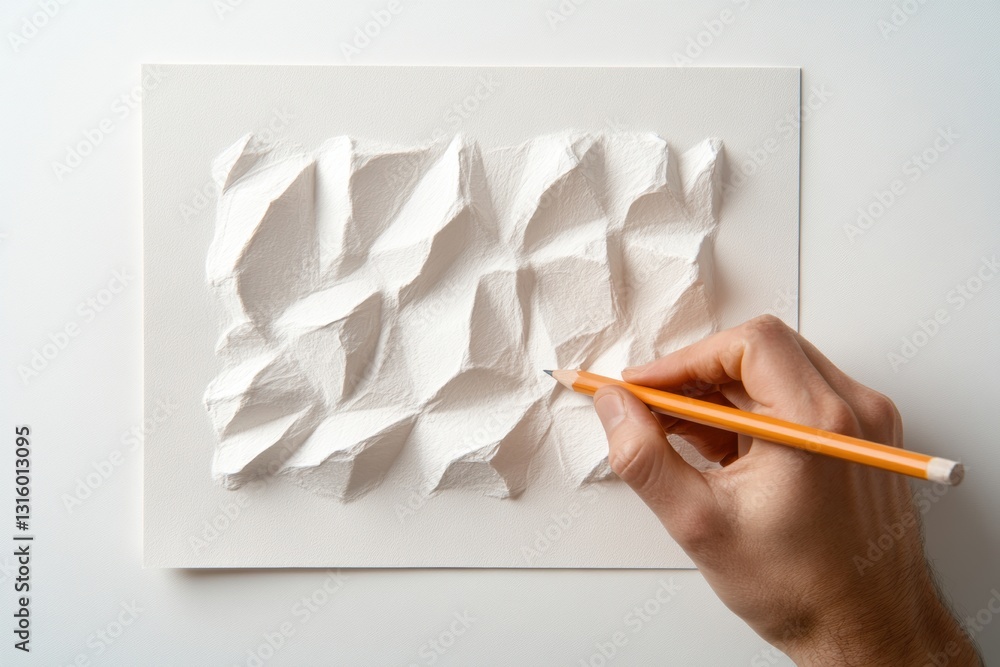 Poster minimalist design innovation dynamic paper origami sketching - creative process visualization for di