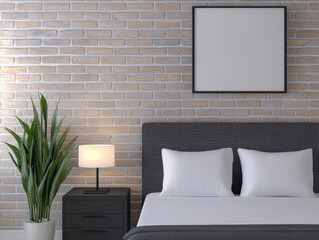 Cozy bedroom with minimalist decor and natural elements in calming shades