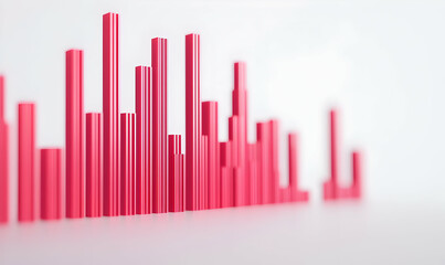 Abstract Bright Red Bars Displaying Data Visualization Concept
