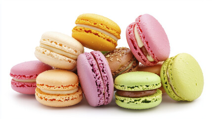 Delicious colorful macarons stacked together, showcasing vibrant flavors and textures