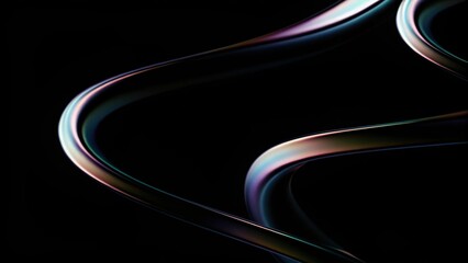 Abstract iridescent background design, 3d render. Gradient design element for banners, backgrounds, wallpapers. Abstract iridescent liquid form on black background 