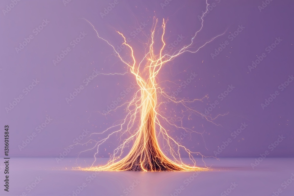 Poster dynamic energy patterns on a soft lavender backdrop for contemporary studio design