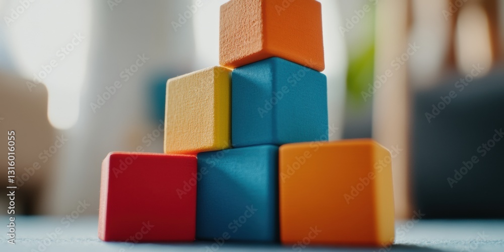 Poster tactile learning revolution colorful wooden building blocks showcasing sensory educational design fo