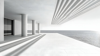 Modern White Concrete Beachfront Building Exterior