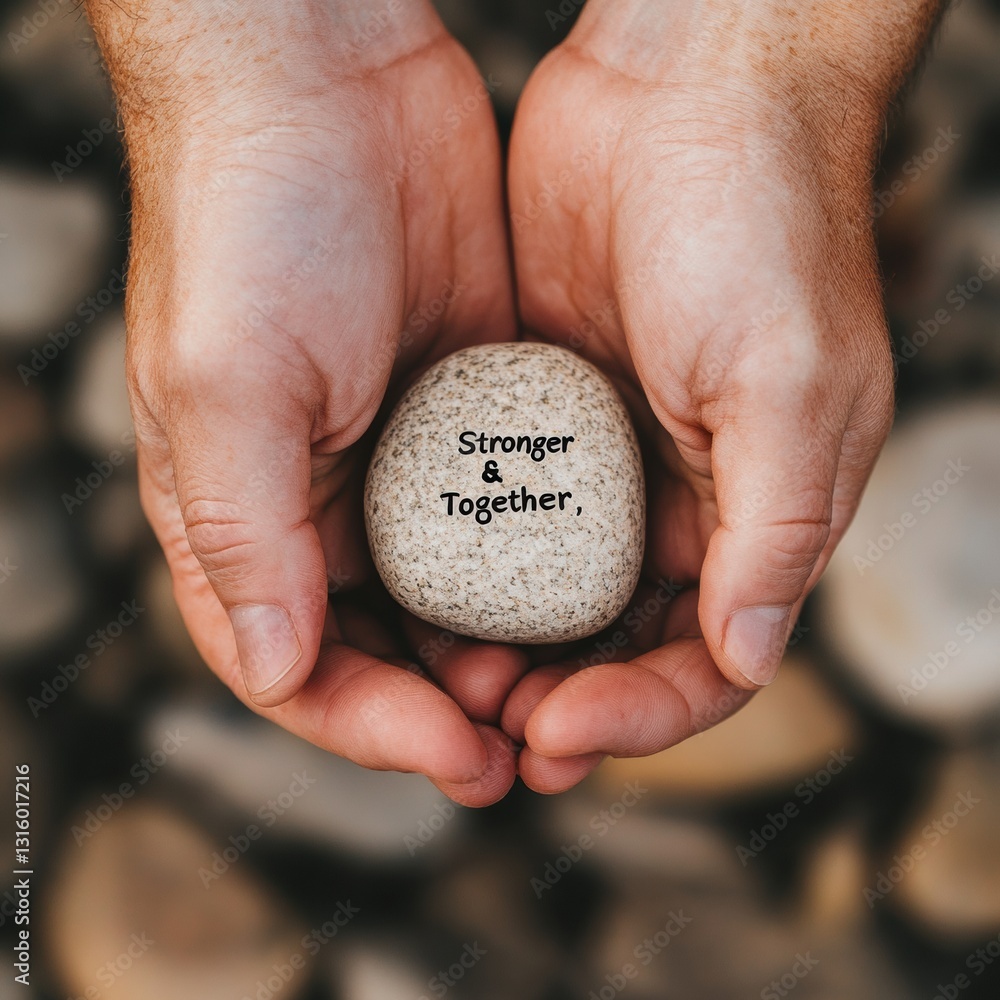 Poster mindful resilience textured stone community wellness concept - empowering inclusive connection throu