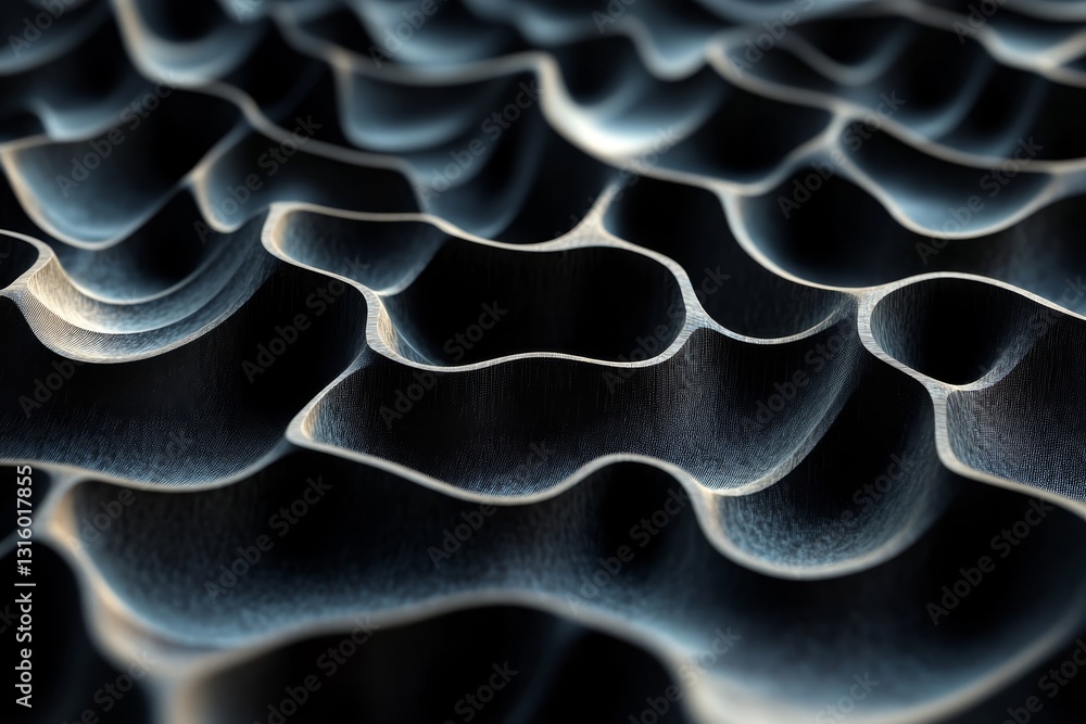 Poster explore a stunning abstract texture showcasing dark wavy patterns. the intricate curves and shadows 